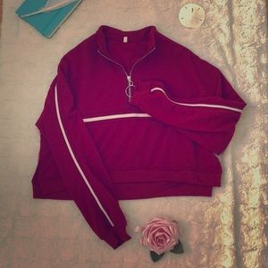 Red cropped tracksuit
